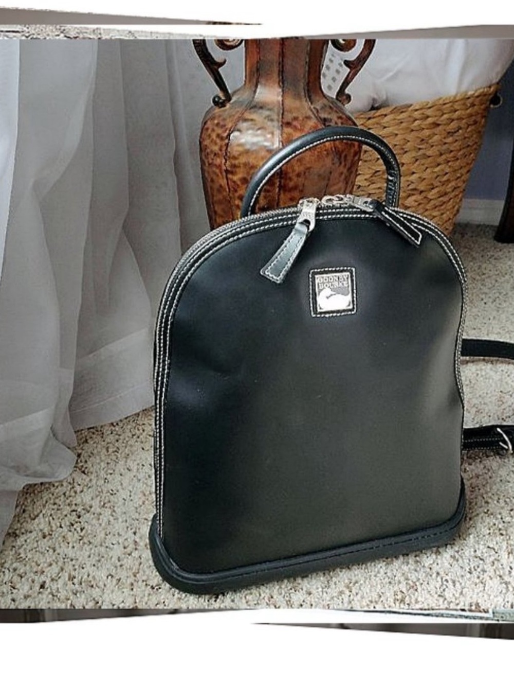 Dooney & Bourke Vintage Y2K Black Leather Mini Backpack with Logo Plaque - Picture 2 of 13